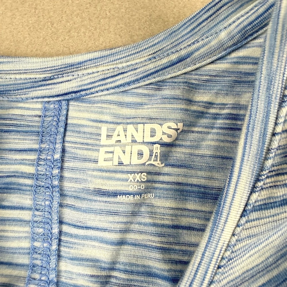 Lands End Womens XXS Tank Top Polyester Modal Blue Space Dye Athletic Casual Gym - Picture 5 of 7